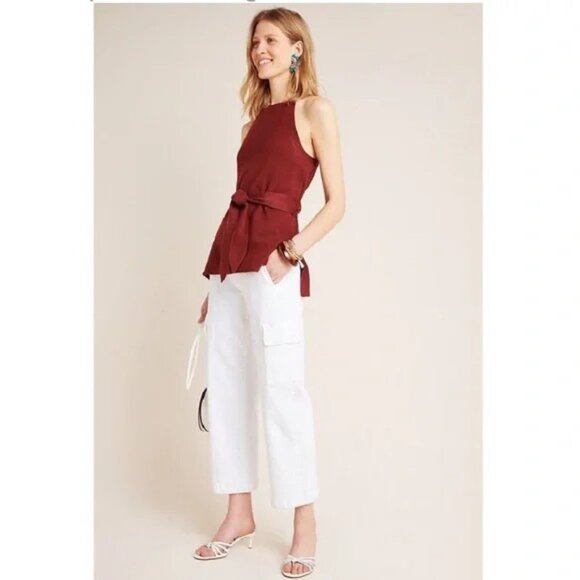 Anthropologie Tops - Anthropologie Annette Belted Knit Halter Tank Tunic in Rust Orange - Size Small